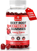 Extreme Beetroot Formula &amp COQ10 100mg with Grape Seed Extract for Circulation Energy &amp Flow Beet Root Gummies Extract Gluten Free 60