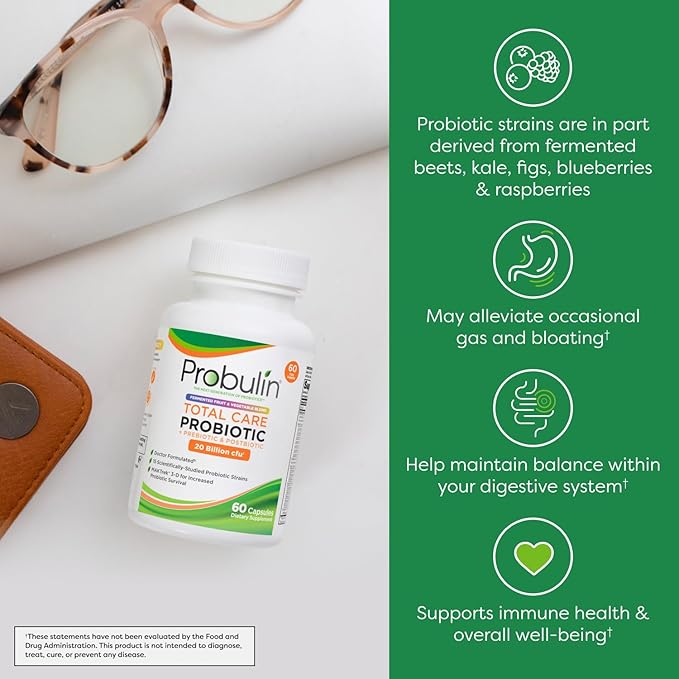 Probulin Total Care Pre + Pro + Postbiotic 20 Billion CFU 60 Vegan Capsules (Pack of 3)