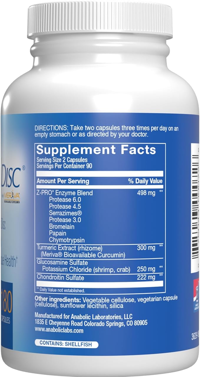 Nutra Disc &amp Joint Support Supplement - Clinically Formulated Restorative Cartilage Ligament and Tendon Supplement with Patented Meriva Curcumin &amp Glucosamine and Chondroitin for Adults - 90 S