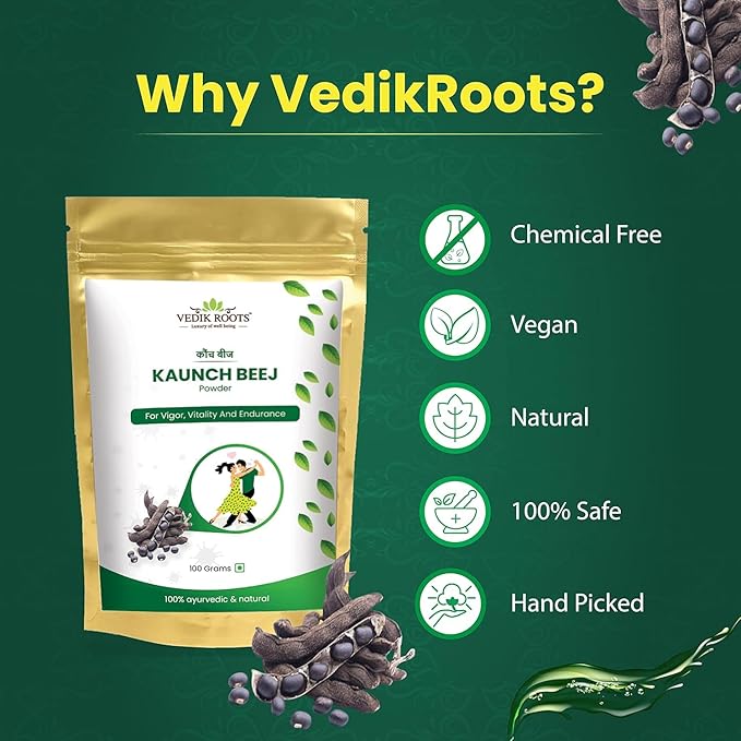 Kaunch Beej Powder – Natural Ayurvedic Herb for Daily Wellness | 100% Pure &amp Vegan 100g Each(Pack of 3)