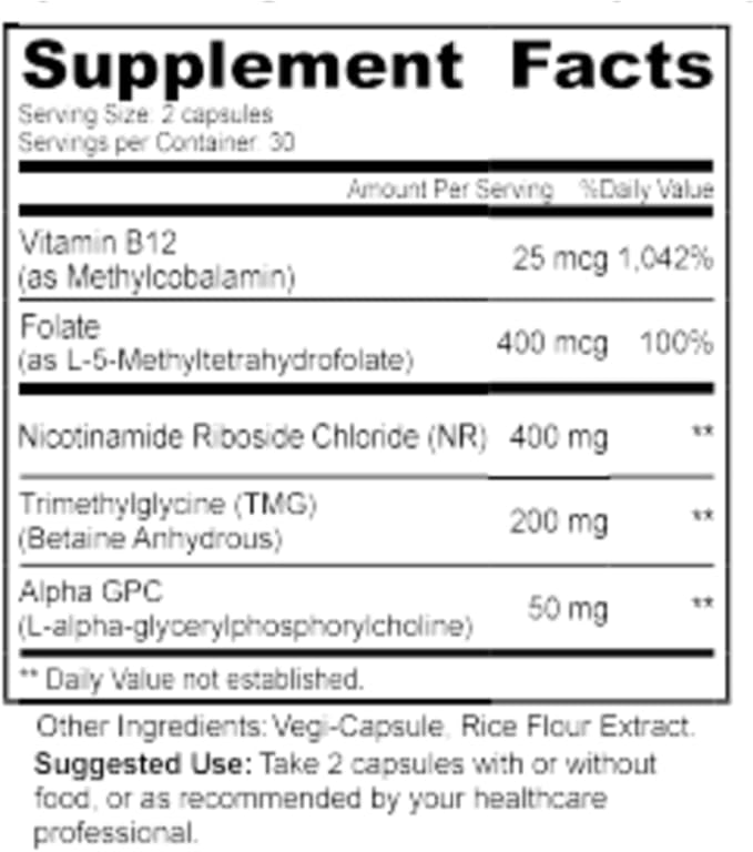 SHED NAD+ Supplement Vitality Complex with Nicotinamide Riboside (NR) Alpha-GPC TMG &amp Methylated B Vitamins – Supports Energy Focus Cellular Health &amp Aging – 60 Capsules