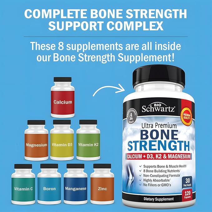 BioSchwartz Herbal Menopause Supplement with Black Cohosh (1 Month Supply) Plus Bone Strength Mineral Supplement with Calcium and Magnesium (1 Month Supply)