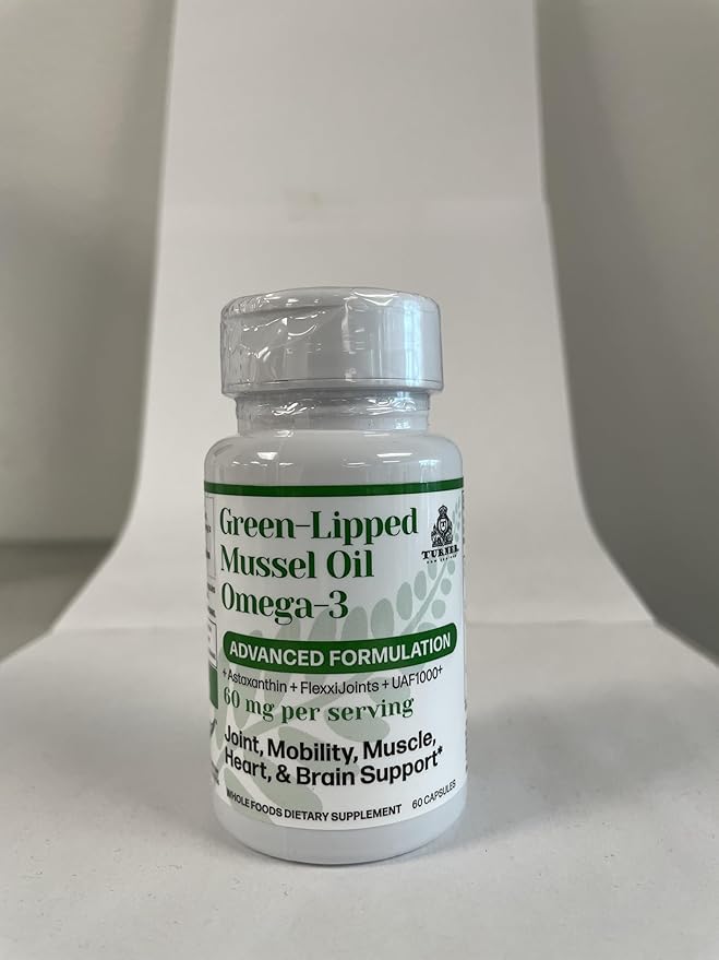 TURNER New Zealand Green Lipped Omega-3 Mussel Oil 53x Higher Potency with UAF1000+ Super Antioxidant. No Fishy Aftertaste 3 Bottles 180 Softgels