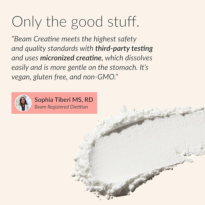 Beam Creatine Monohydrate Powder – 5g Micronized Creatine Monohydrate Flavored Creatine for Women &amp Men Muscle Strength Growth &amp Cognitive Support Raspberry Lemon Flavor 30 Servings