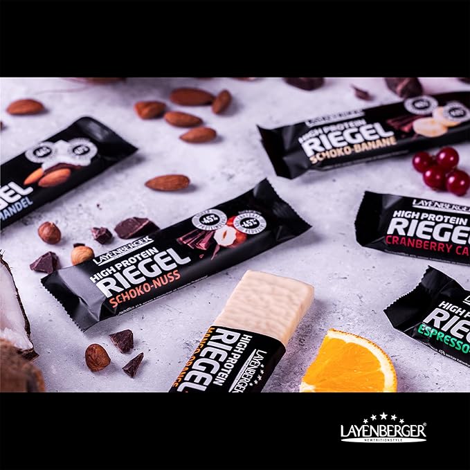 Layenberger High Protein Bar Fitness Power Bar Lots of Protein Low Sugar Pack of 18 (18 x 35 g) Cranberry Cassis
