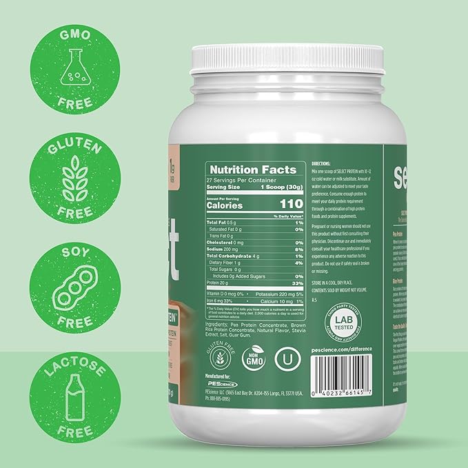 PEScience Select Vegan Protein Powder Plant Based Protein Powder Amazing Taste Smooth Texture Pea and Brown Rice Blend Dairy Free Lactose Free Gluten Free - Cinnamon Delight 27 Servings