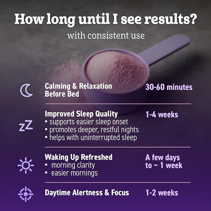 Magnesium Glycinate Powder for Sleep - Magnesium Sleep Aid Without Melatonin - Natural Sleep Drink Mix with GABA L-Theanine Apigenin Valerian &amp Lemon Balm
