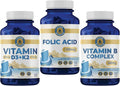 Vykee Nutrition Women's Vitamins Bundle – Folic Acid B Complex D3 K2 | 3-Pack | Vegan &amp Non-GMO