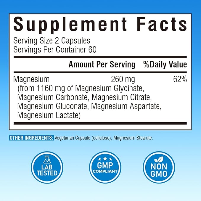 6 in 1 Magnesium Complex 120 Caps and Magnesium Citrate 120 Caps