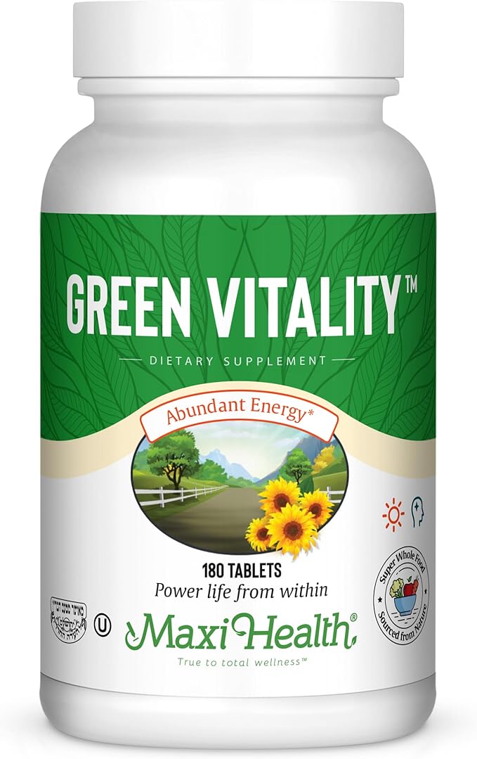 Super Greens Capsules – Green Vitality Tablets with Spirulina Wheat Grass Barley Grass &amp Chlorella – Natural Green Vitamins &amp Superfood Supplement for Energy Detox &amp Immune Support – 18