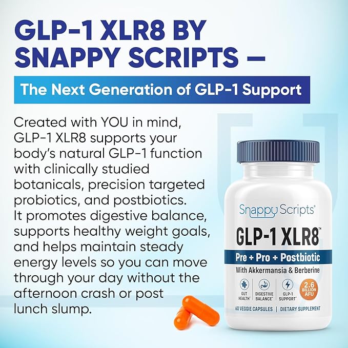 GLP-1 XLR8 Supplement for Weight Loss Digestion Constipation Bloating Relief with Akkermansia 2.6 Billion AFU Live Prebiotic Probiotic Postbiotic Gut Health + Berberine for Women Men 360 Capsules