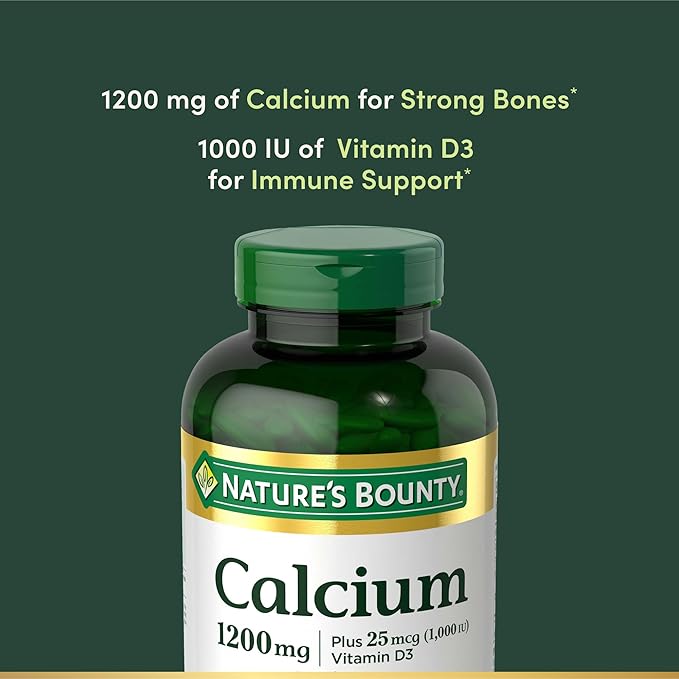 Nature's Bounty Calcium 1200 mg with Vitamin D3 Bone Health &amp Immune Support Vitamin D3 1000 IU 220 Softgels (Pack of 2)