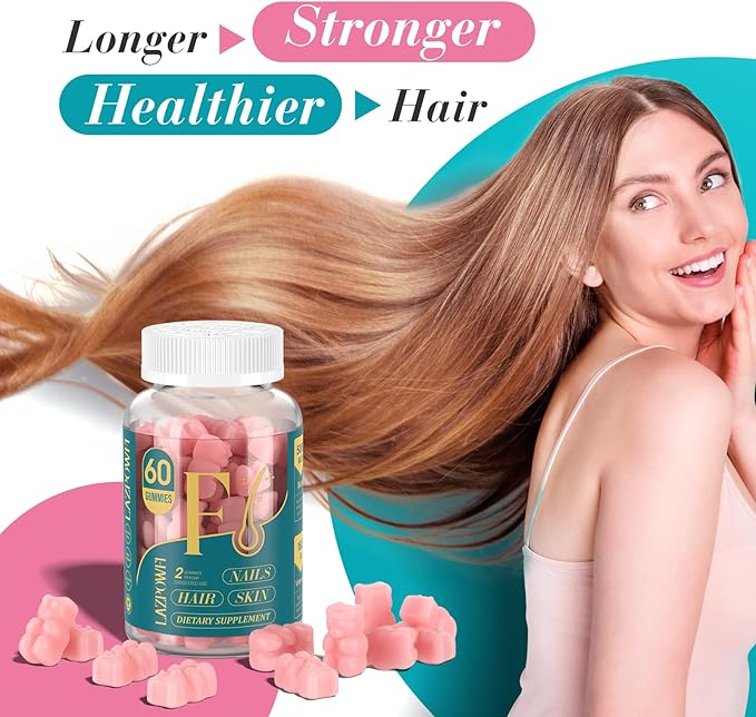 Biotin Gummies -Hair Skin and Nails Vitamins for Men &amp Women Vegan Vitamin B7 Supports Hair Growth and Stronger Nails60 Day Supply-Raspberry-2 Pack