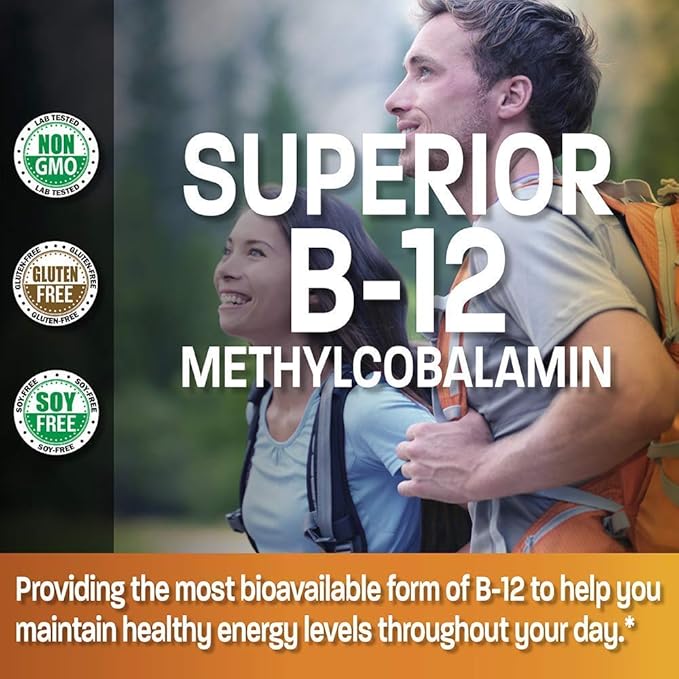 Bronson Marine Collagen Peptides Hydrolyzed Protein Powder + Methyl B12 5000 mcg Vitamin B12 Methylcobalamin