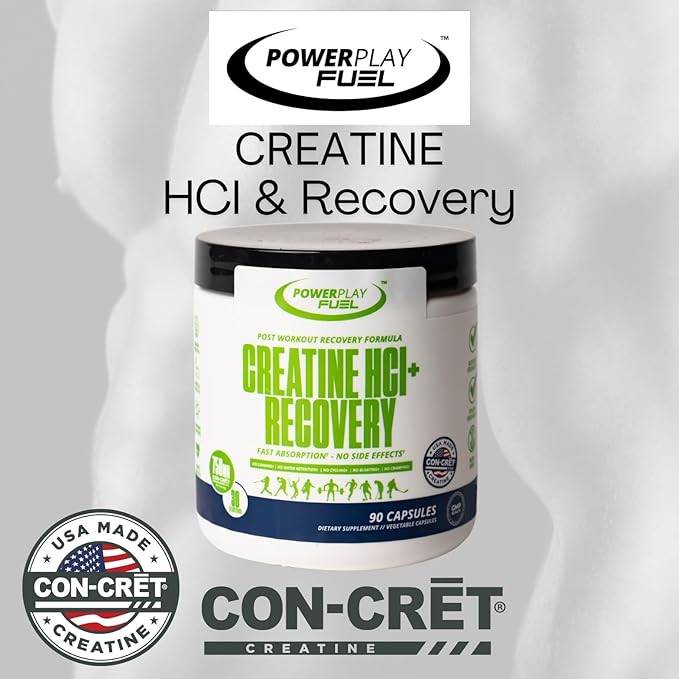 CREATINE HCl + Recovery Capsules for Men and Women Muscle &amp Brain Health Cognitive Function Immune Support - 90 Vegetable Capsules