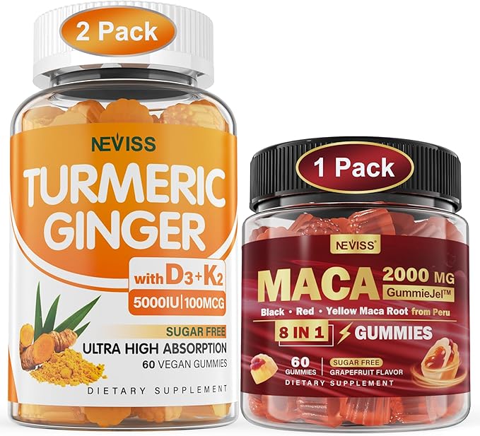 2 Pack Turmeric Ginger Gummies + 1Pack Maca Filled Gummies