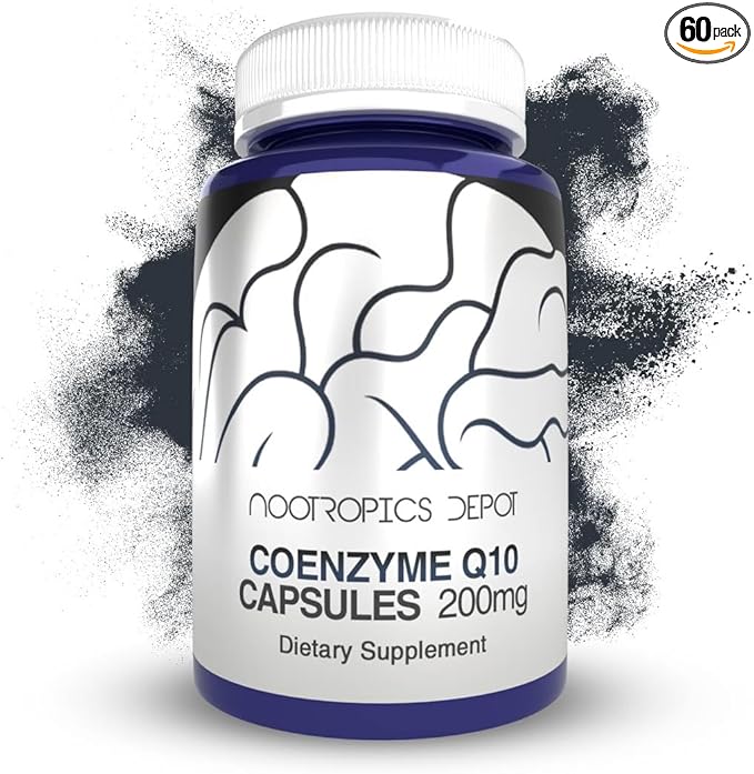 Nootropics Depot CoEnzyme Q10 Capsules | 200mg | Ubiquinone | 60 Count | Energy Cognitive &amp Cellular Function