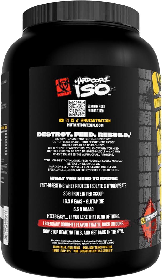 Mutant ISO Surge Whey Protein Isolate Powder Acts Fast to Help Recover Build Muscle Bulk and Strength 1.6 lb - Strawberry Milkshake