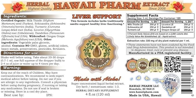 Hawaii Pharm Liver Support Liquid Extract 15x4 oz
