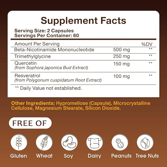 NMN Supplement 1000mg - NMN Supplement 1000mg Pure Organic NMNH Alternative Resveratrol Supplement NAD+ Supplement TMG &amp Quercetin for Cellular Support 120 Capsules