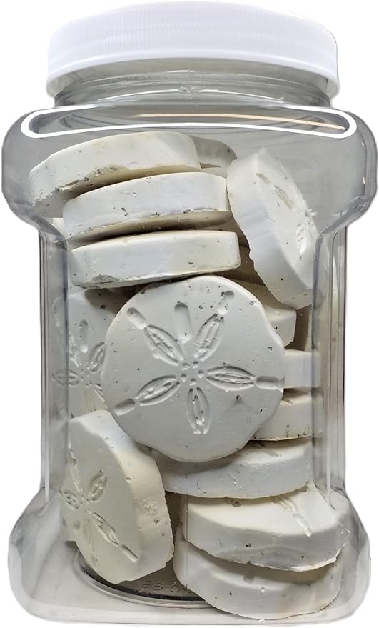 Aquatic Foods Inc. Calcium Feeder Disks for Shrimp Snails Crabs Crayfish Hermit Crabs and All Tropical Fish 25 Count Jar of Medium-Large Feeder Disks
