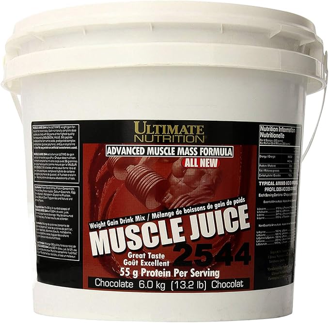 Ultimate Nutrition Muscle Juice Weight Gain Drink Mix - Mass Gainer Workout Powder for Men &amp Women - Supplement for Lean Muscle Growth &amp Immune Support with 55g Protein - Chocolate 13.2lb