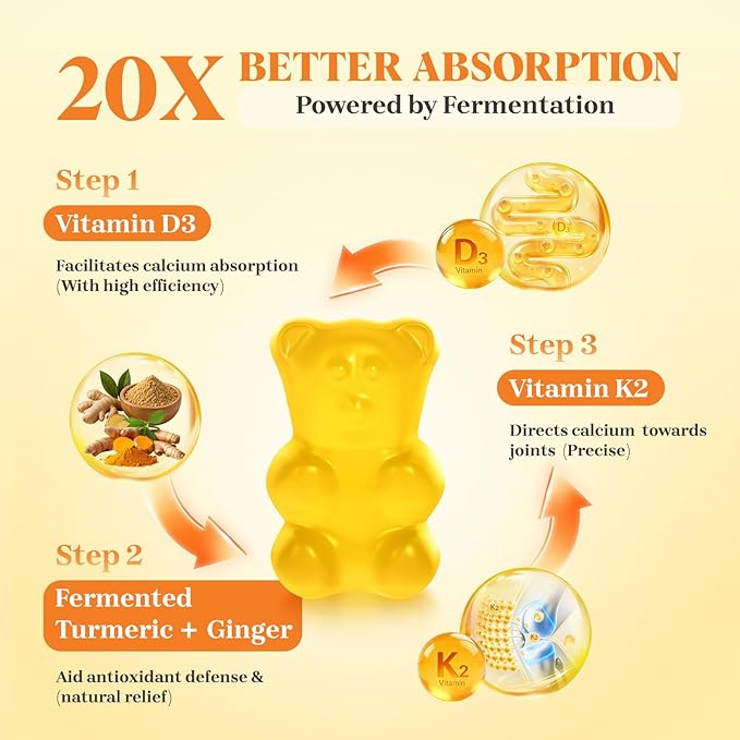 Turmeric Curcumin with Ginger Gummies Vegan Formula with Fermented Turmeric &amp Black Pepper Joint Comfort &amp Mobility Sugar-Free with Vitamin D3 + K2 Natural Peach Flavor – 150 Gummies (2 Bo