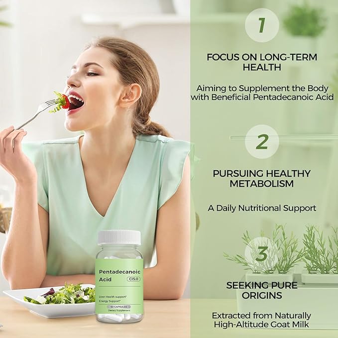 Pentadecanoic Acid C15:0 Supplement Supports Immune Health &amp Mitochondrial Health - 60 Capsules
