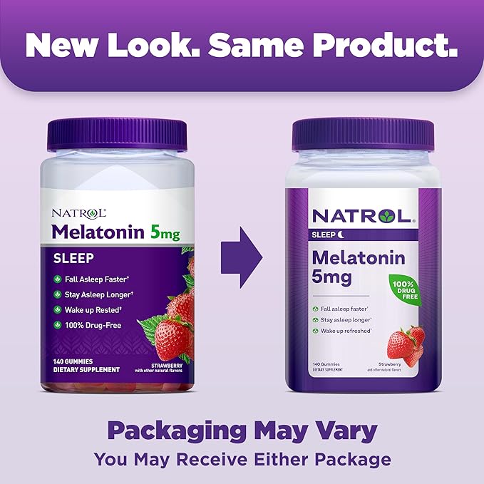 Natrol Melatonin 5mg Gummies 140ct &amp 90ct Strawberry Sleep Support