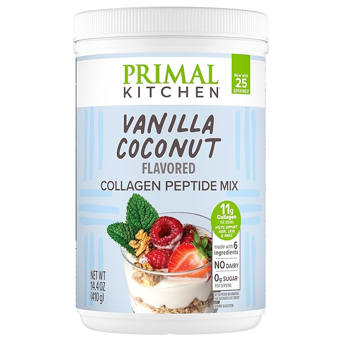 Primal Kitchen Vanilla Collagen Fuel® Drink Mix Vanilla Coconut Collagen Peptides No Dairy or Artificial Sweeteners 14.4 Ounces