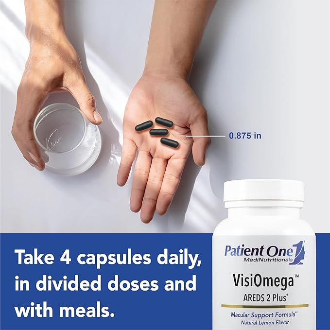 Patient One VisiOmega | Supports Eye Health* | AREDS 2 Vitamin Mineral and Antioxidant Supplement Plus Omega 3 Fish Oil and More | 120 Capsules