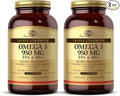 Solgar Triple Strength Omega 3 950 mg - 100 Softgels Pack of 2 - Supports Joint &amp Skin Health - Non-GMO Gluten Free Dairy Free - 200 Total Servings