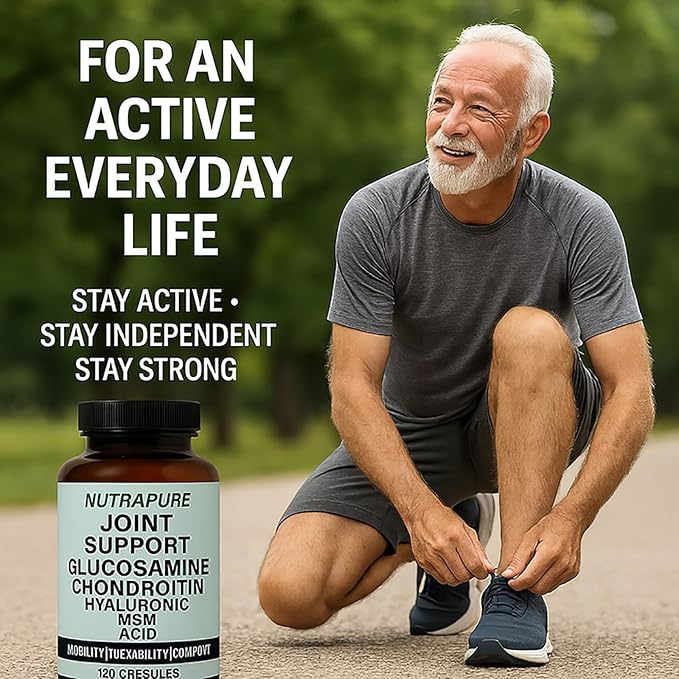 Nutrapure Joint Support - Allura Glucosamine &amp Chondroitin Complex MSM Hyaluronic Acid &amp Bamboo Extract – Joint Care Formula Knee Health Suppplement 120 Veggie Capsules (2)