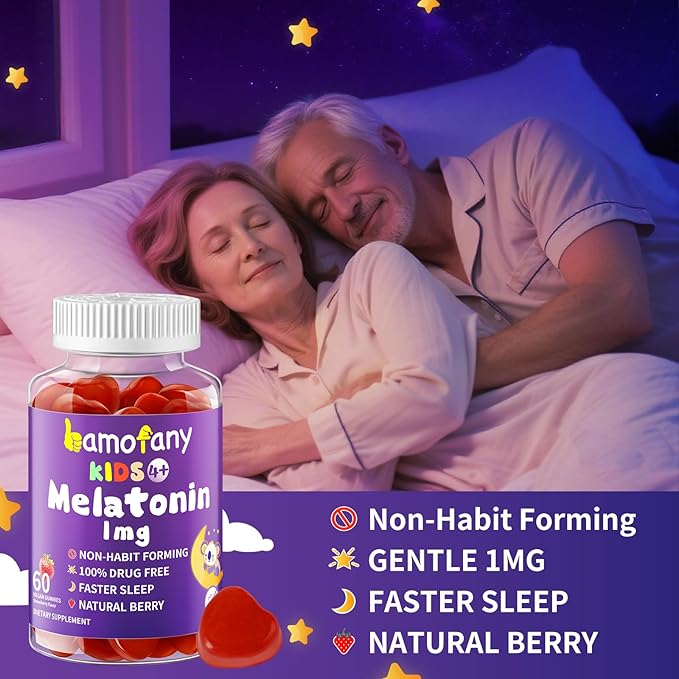 Kids Melatonin 1mg Gummies Twin Pack (120 Count) 2x60 Strawberry Gummies Safe Sleep Support for Ages 4+ with L-Theanine Vegan Sugar Free