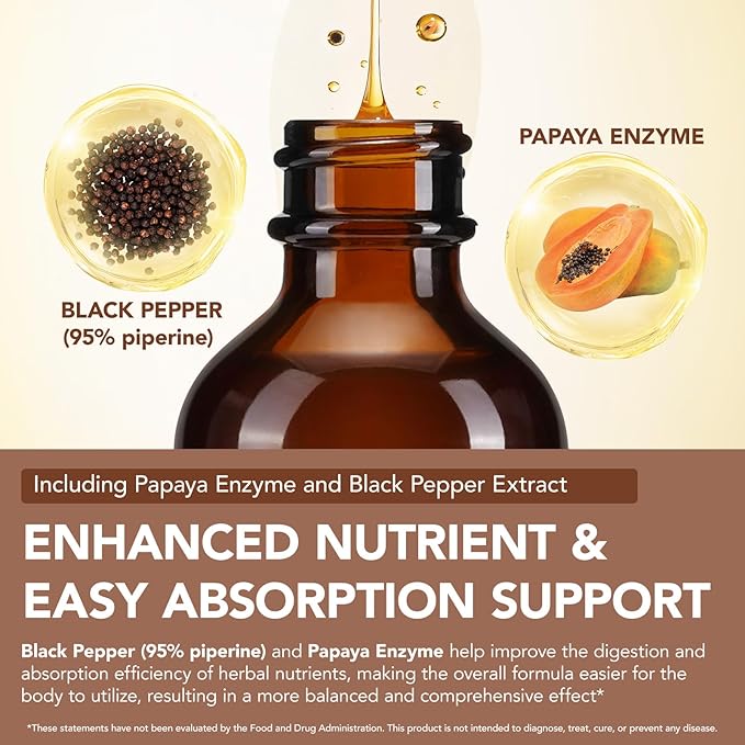 Tiuedu Black Walnut &amp Wormwood Herbal Liquid Drops 20-in-1 Plant-Based Herbal Wellness Formula with Clove Garlic Pumpkin Seed &amp Milk Thistle Fast-Absorbing Liquid 2Pack