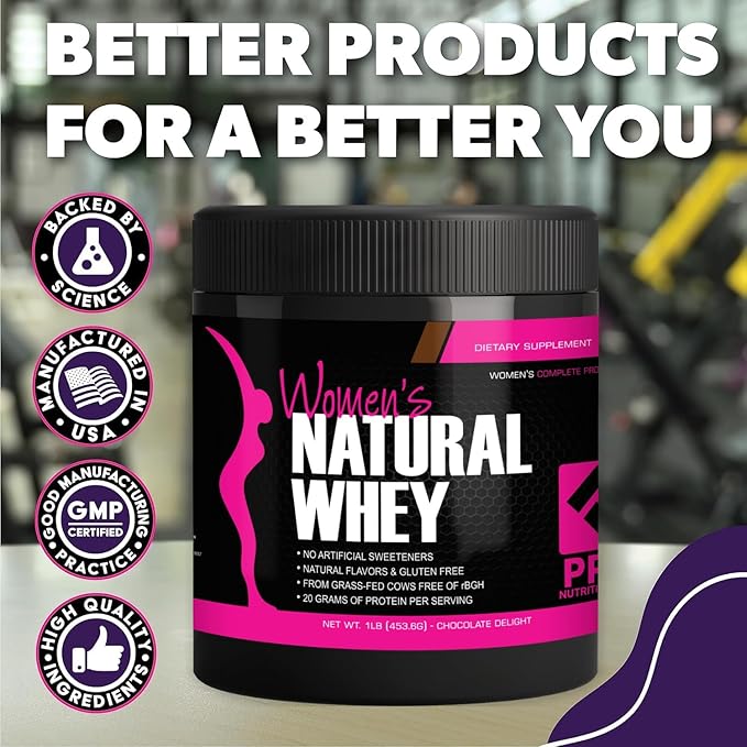 Whey Protein Powder for Women - Supports Lean Muscle Mass - Low Carb - Gluten Free - Grass Fed and Rbgh Hormone Free (16 Ounces (Pack of 1) Chocolate Delight)