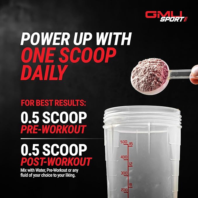 GMU SPORT - Creatine Monohydrate with HMB Powder - 45 Servings Creatine HMB Supplements Creatine with HMB for Increased Strength Muscle Growth &amp Enhanced Energy 3G HMB/Fruit Punch
