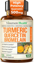 Quercetin with Bromelain Turmeric Curcumin Supplement – Allergy Relief Immune &amp Joint Support – Organic Turmeric Supplement w/Bioperine for Enhanced Absorption 120 Quercetin 500mg Capsules