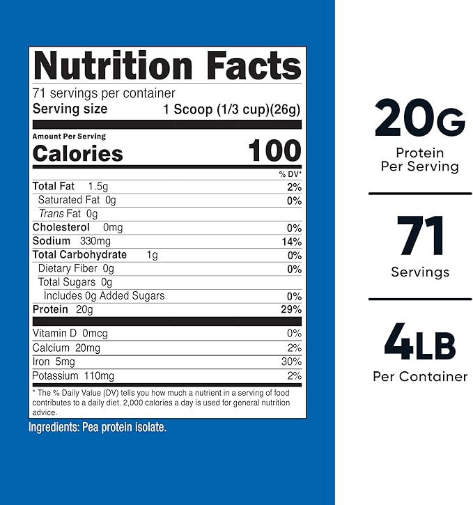 Nutricost Pea Protein Powder (4 LBS) Unflavored - 20g of Vegan Pea Protein Isolate GMO-Free Gluten-Free 71 Servings