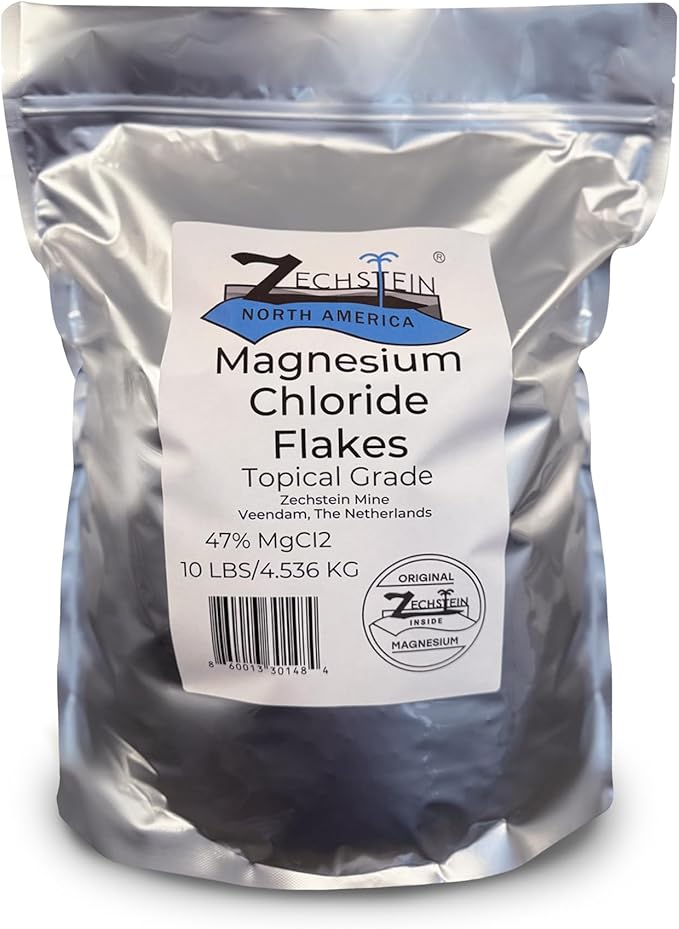 Authentic Zechstein Inside Bulk Magnesium Flakes: Magnesium Chloride Flakes for Baths | Pure Organic Transdermal Elemental Magnesium - 10 LB Bag