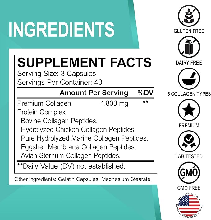 Multi Collagen Peptides &amp ACV Gummies - Type I II III V &amp X Multi Collagen for Women &amp Men Complex Capsules for Skin Hair &amp Nails - ACV Apple Cider Vinegar Gummies to Detox Clean
