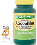 Spring Valley Acidophilus Supplement Probiotics for Women &amp Men Supports Digestive Health 100 Count 2 Billion Active Cultures for a Healthy Digestive System Bundle with Luall's 45 Diabetes Deco