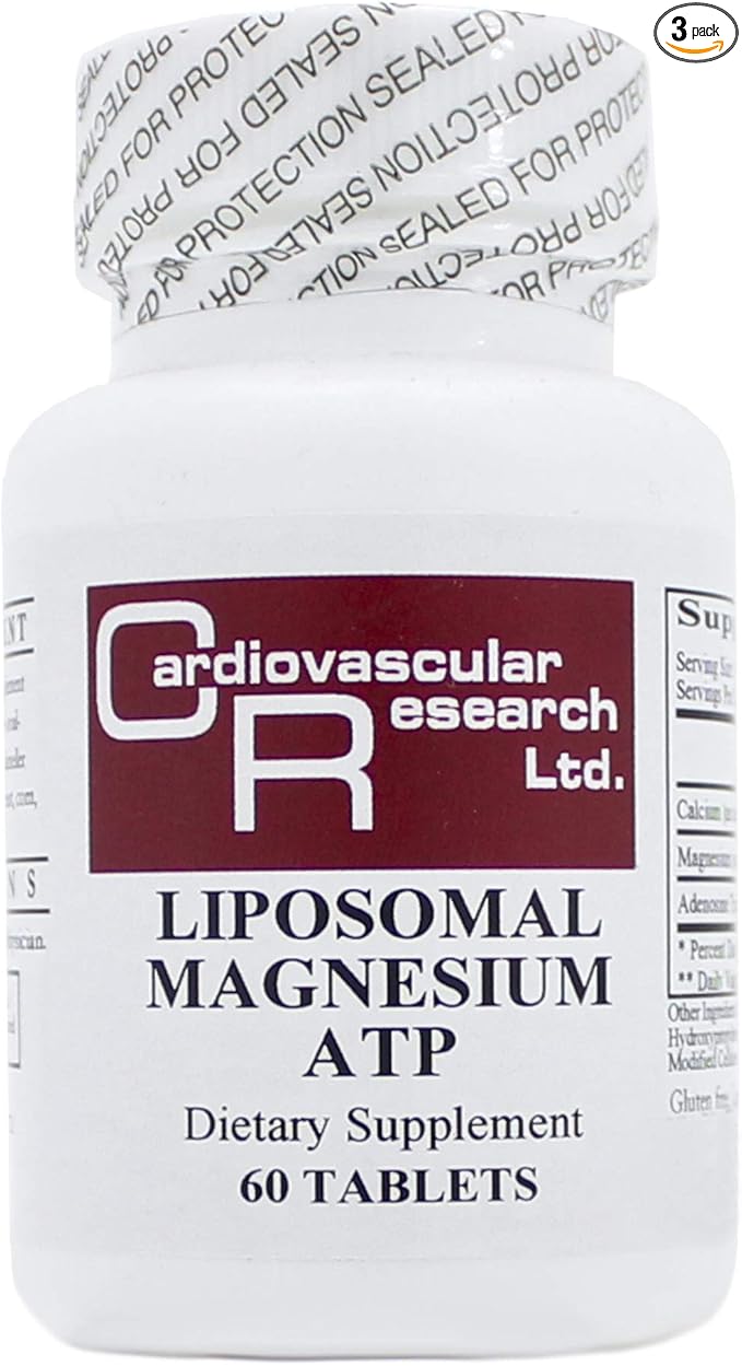 Liposomal Magnesium ATP (Mg30mg ATP60mg) 60 Tablets - 3 Pack - Ecological Formulas/Cardiovascular Research