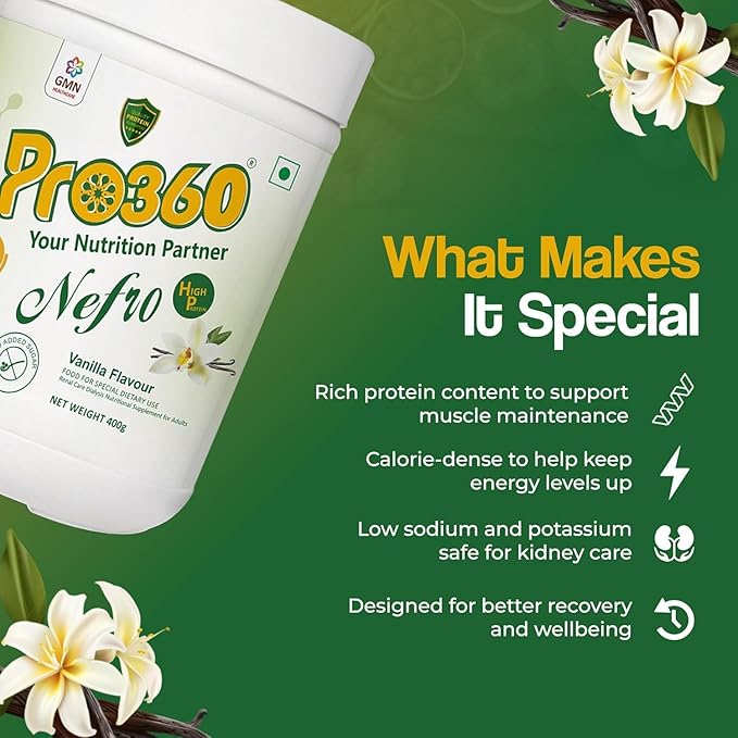 Powder – Vanilla Flavour 400g – High Protein Dialysis Care Nutritional Supplement for Renal Support – Vanilla Protein Powder with L-Taurine
