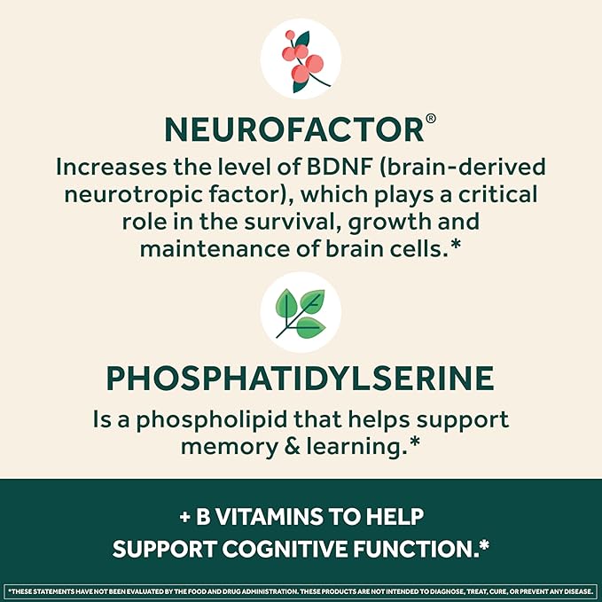 NEURIVA Plus Brain Supplement for Memory and Focus Clinically Tested Nootropics for Concentration for Mental Clarity Cognitive Enhancement Vitamins B6 B12 Phosphatidylserine 30 Capsules
