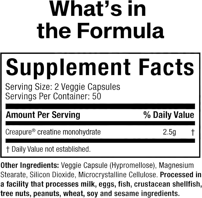 Muscletech Platinum Creatine Monohydrate Capsules - Creapure Creatine Pre &amp Post Workout Muscle Builder Muscle Recovery &amp Energy Boosting Supplement for Men &amp Women - 100 Veggie Pills