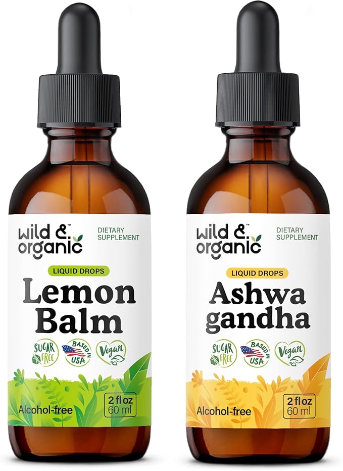Wild &amp Organic Lemon Balm Tincture 2 fl oz &amp Ashwagandha Tincture 2 fl oz