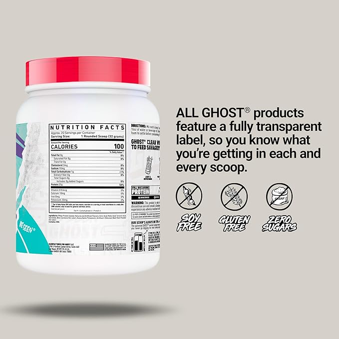 GHOST Clear Whey Isolate Protein Powder Orange Cream - 1.4 LB Tub 25G of Whey Protein - Post Workout Drink for Muscle Gain &amp Recovery – Sugar Free Soy Free &amp Zero Fat 20 Servings