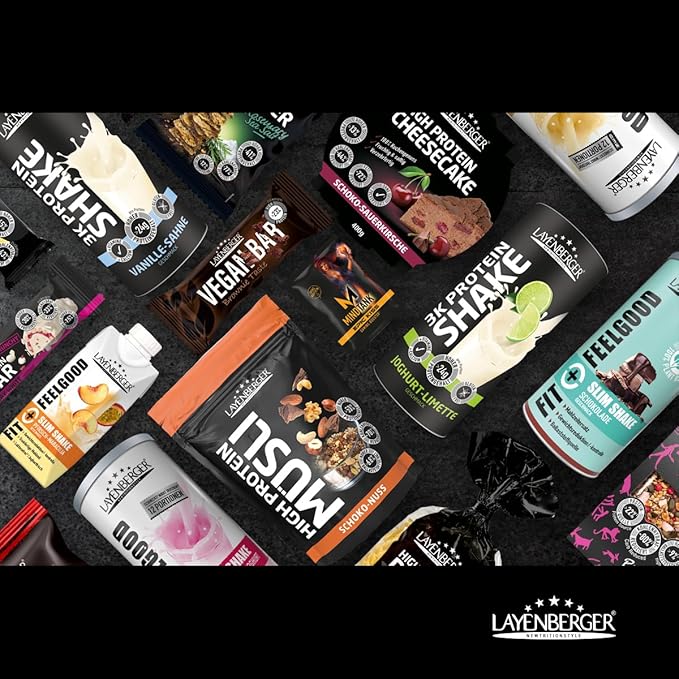 Layenberger High Protein Bar Fitness Power Bar Lots of Protein Low Sugar Pack of 18 (18 x 35 g) - Chocolate Banana