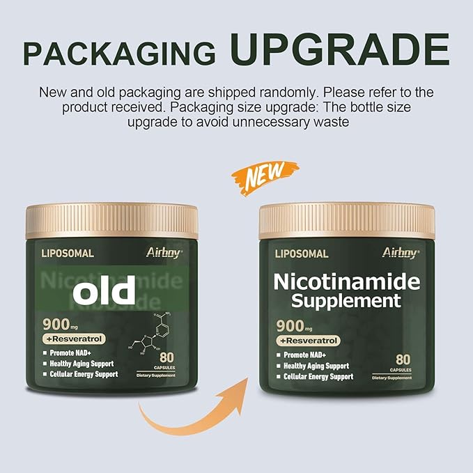 Airboy Liposomal Nicotinamide Riboside 900 mg NAD Supplement with ResveratrolNMN Alternative NAD Booster Support Anti-Aging Energy Focus - 80 Capsulesx 4 Pack